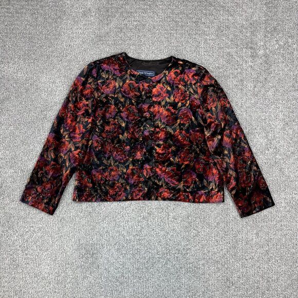 Maggie Mcnaughton Jackets & Blazers - Vintage Jacket Womens 10 Multicolor Velvet Floral Button 90s Embroided USA Made